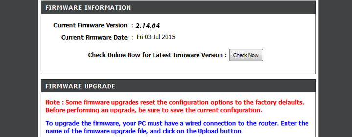 DLink Firmware 2.14.04 Never Loads
